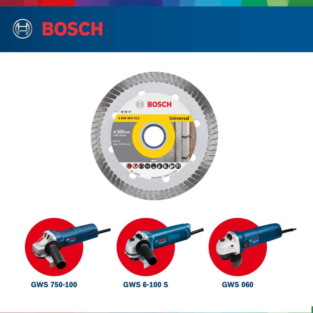 Đĩa cắt kim cương Bosch Turbo 105x16mm đa năng