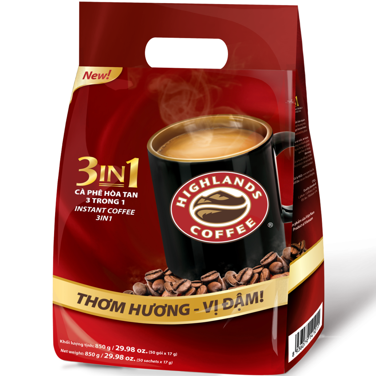 Cà Phê Highlands Coffee 3in1 Hòa Tan (50 Gói x 17g)