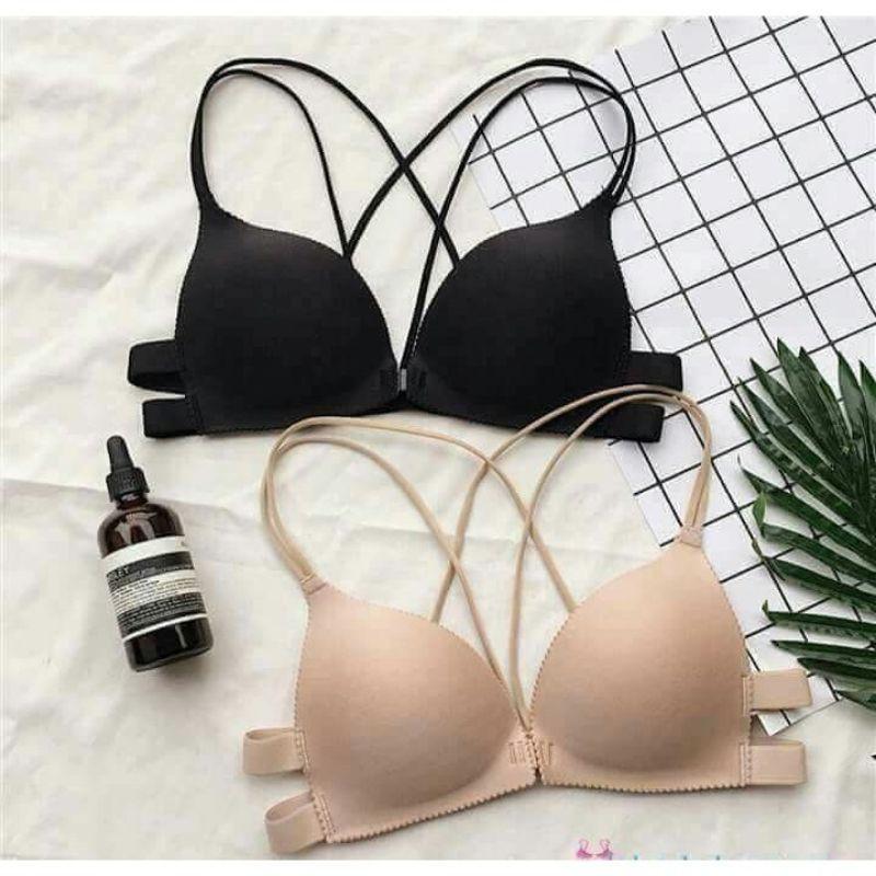 Áo Lót Nữ Cài Trước Dây Chéo Su Đúc Không Gọng Sexy Nâng Ngực-New