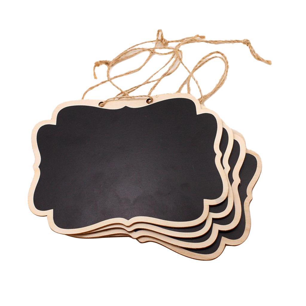4 x Mini Wooden Hanging Blackboard Chalk Boards Garden Sticker#1