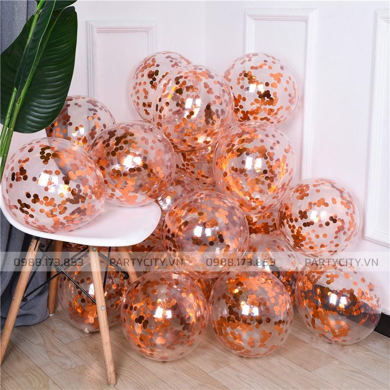 Set 5 bóng bay Sequin trong suốt có nhũ kim tuyến bên trong trang trí sinh nhật, phòng cưới