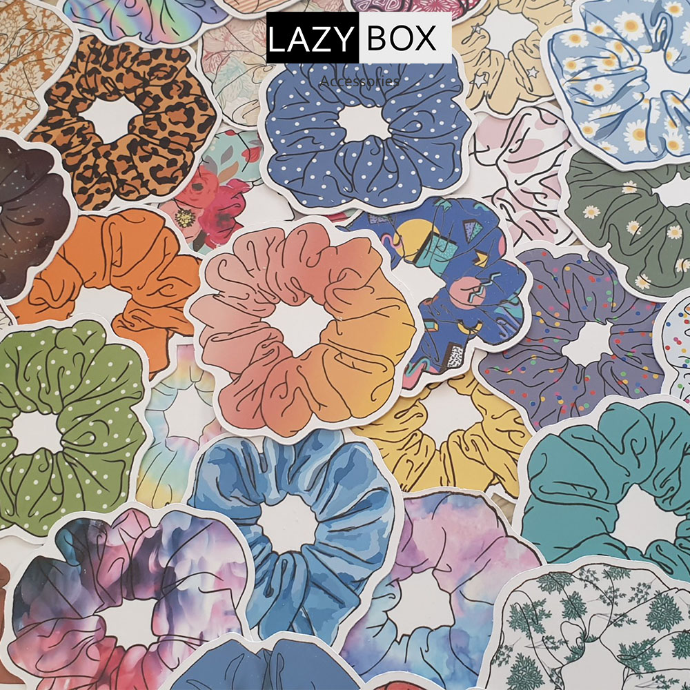 Sticker Scrunchy trang trí mũ bảo hiểm, laptop, ván trượt, sổ tay, note book, laptop