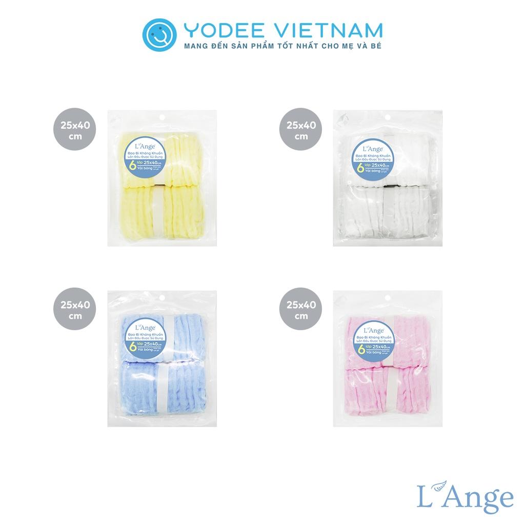 L'Ange Khăn sữa/Khăn lót gối/Khăn lau mặt/Khăn yếm vải bông 6 lớp 25x40cm (set 2 cái)