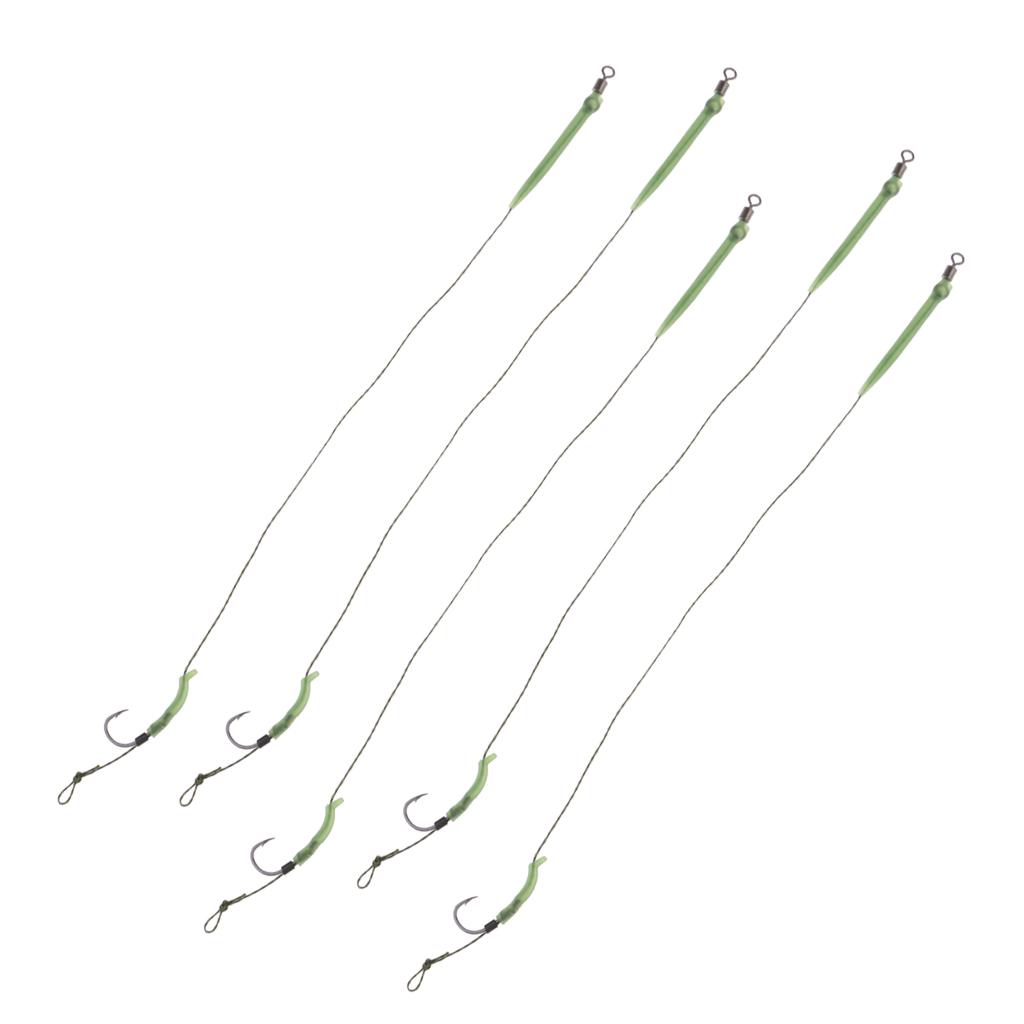 5Pieces Carp Fishing Hook Link Braided Line Hair Rigs Terminal Tackle 8#