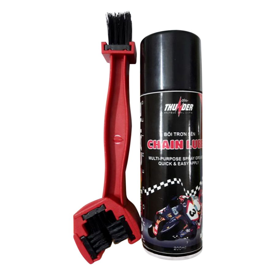 Combo Bàn Chải Vệ Sinh Sên Và Chai Xịt Dưỡng Sên Thunder Chain Lube
