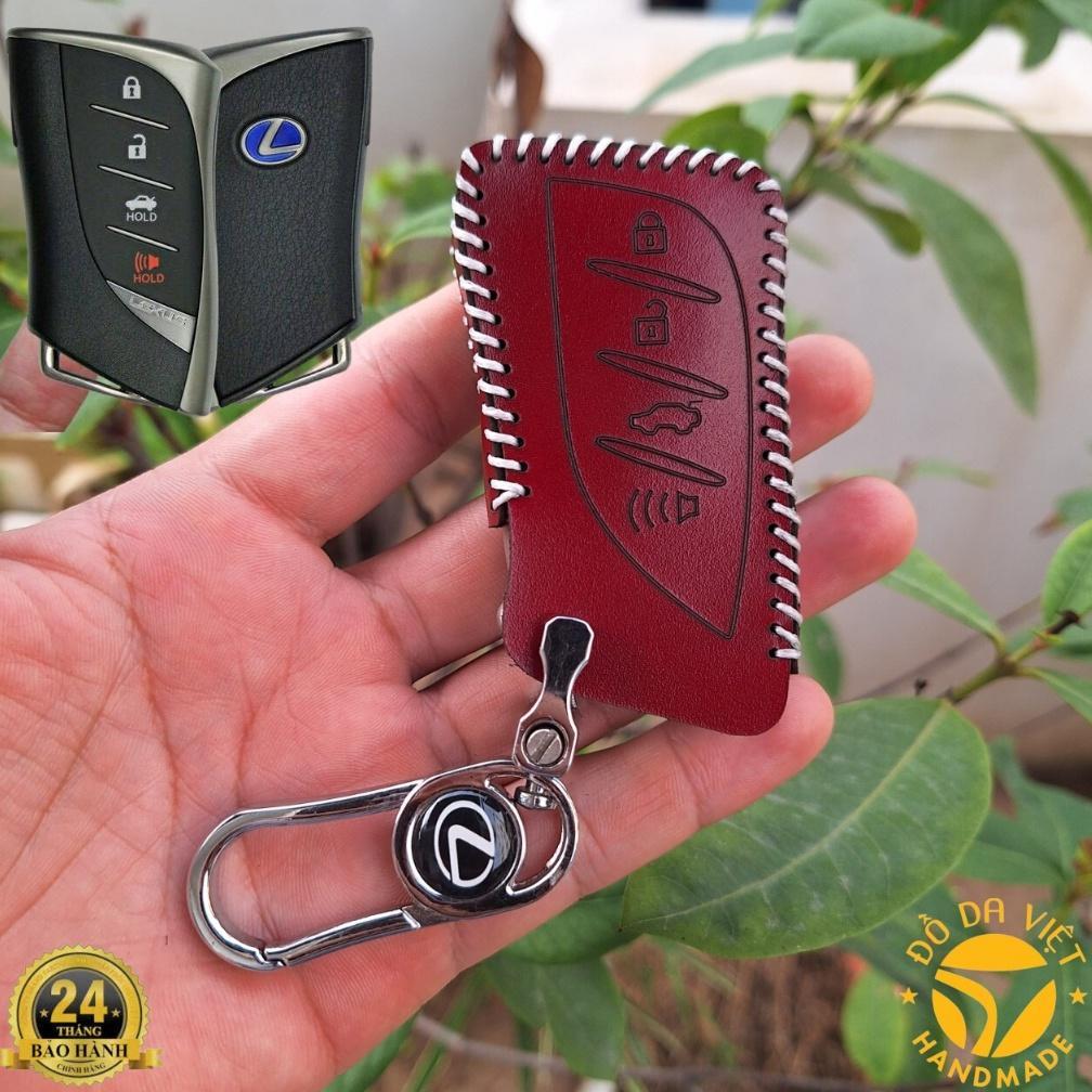 Bao da chìa khoá Lexus handmade da thật 100% - Lexus ES, LS, LC, UX bảo hành 2 năm, đỏ đô