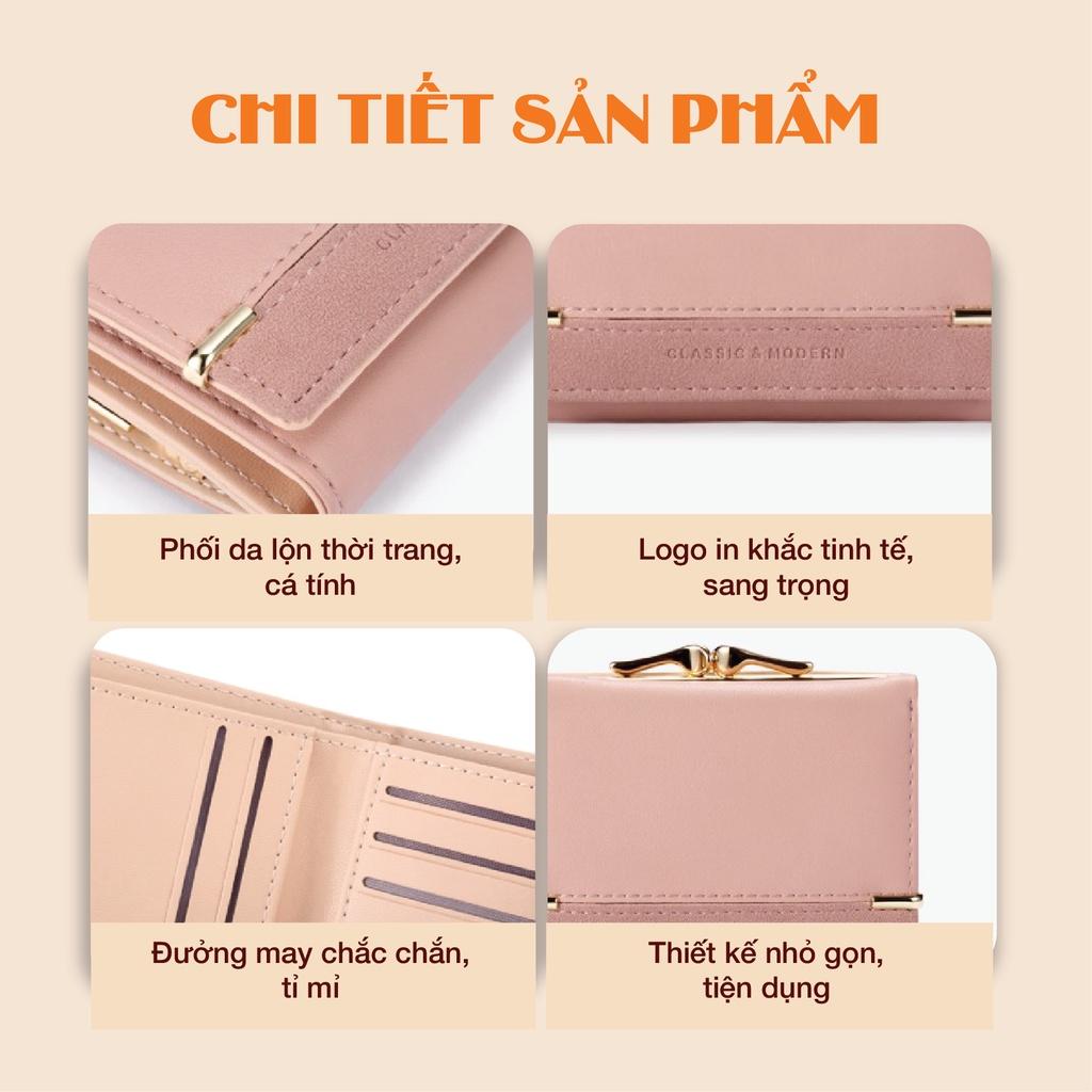 Ví Nữ Ngắn Mini Cầm Tay TAILIAN Gập 2 Nhỏ Gọn Đựng Tiền Phối Da Lộn Cao Cấp Cực Đẹp Giá Rẻ TL37