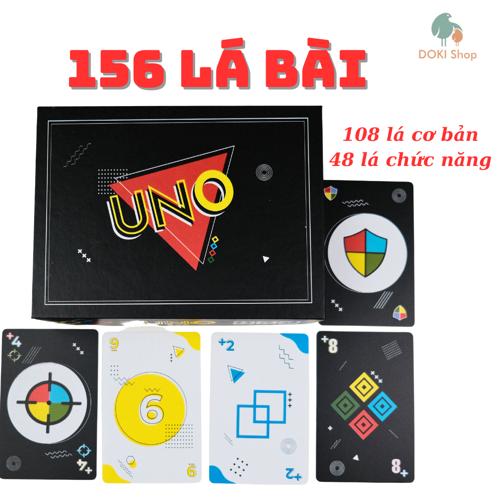 Bài UNO đen 156 lá cơ bản và mở rộng, dày, in đẹp, thiết kế mới lạ đẹp mắt