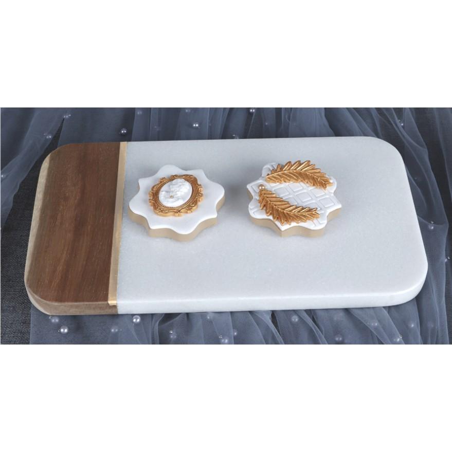 Khay thực phẩm kiêm thớt nấu ăn 2 trong 1 gỗ đá CHOPPING BOARD MARBLE DELUXE - AsiaMart