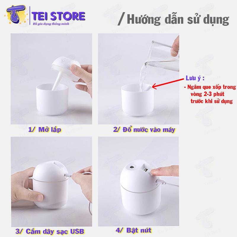 Máy xông tinh dầu mini, phun sương tạo ẩm không khí, khuếch tán tinh dầu - Đèn LED đổi màu B30