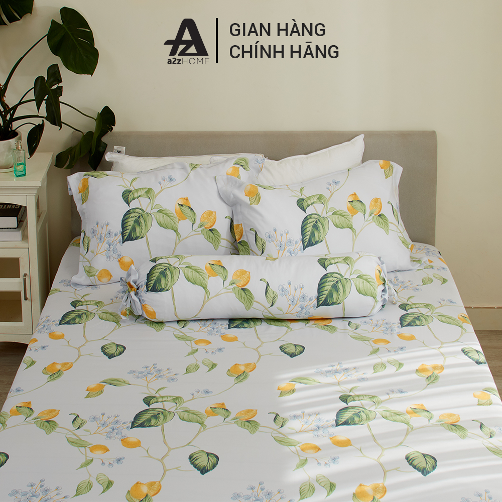 Bộ Ga Trải Giường 4 Món Yellow Lemon Mềm Mại, 100% Tencel Cao Cấp A2Z Home