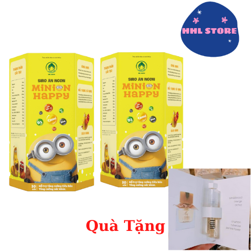 Combo 2 Hộp Siro ăn ngon MINION HAPPY hỗ trợ tiêu hóa tốt, tăng sức đề kháng, Tặng Mẫu Test Nước Hoa Lua