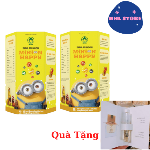 Combo 2 Hộp Siro ăn ngon MINION HAPPY (30 GÓI) hỗ trợ tiêu hóa tốt, tăng sức đề kháng, Tặng Mẫu Test Nước Hoa Lua