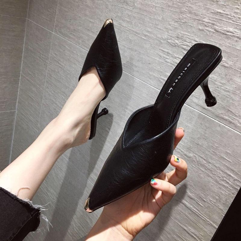 Dép Cao Gót Mũi Nhọn Thời Trang Dễ Phối Đồ Cho Nữ - Stiletto đen