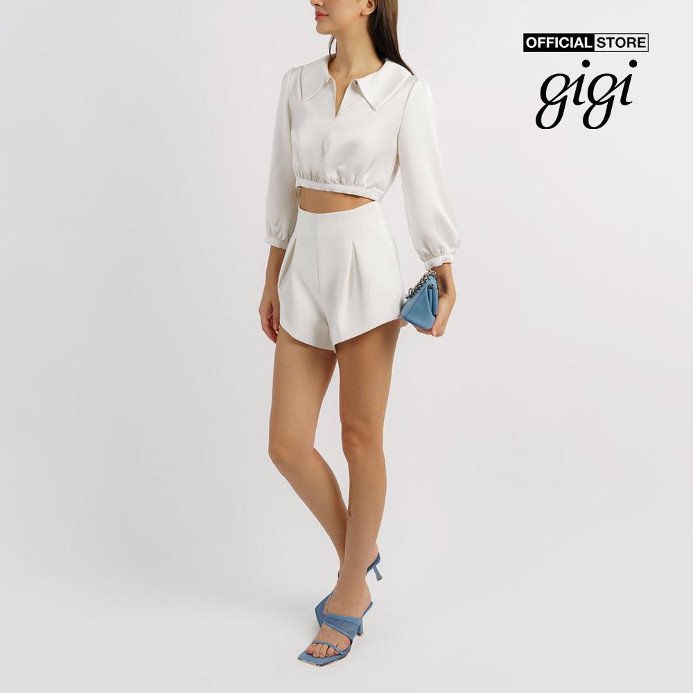 GIGI - Áo croptop nữ cổ bẻ tay dài hiện đại G1106T221278