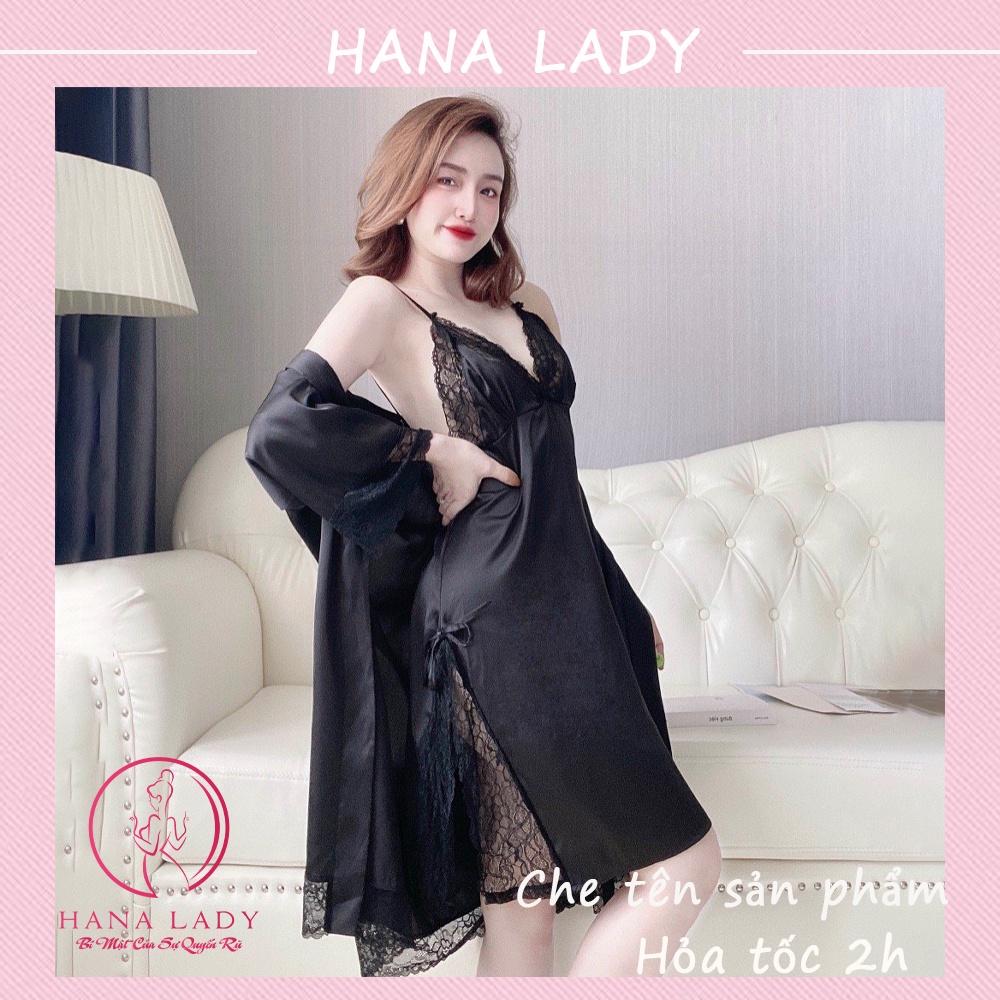 Váy ngủ lụa xẻ tà kèm choàng sáng chảnh VN496
