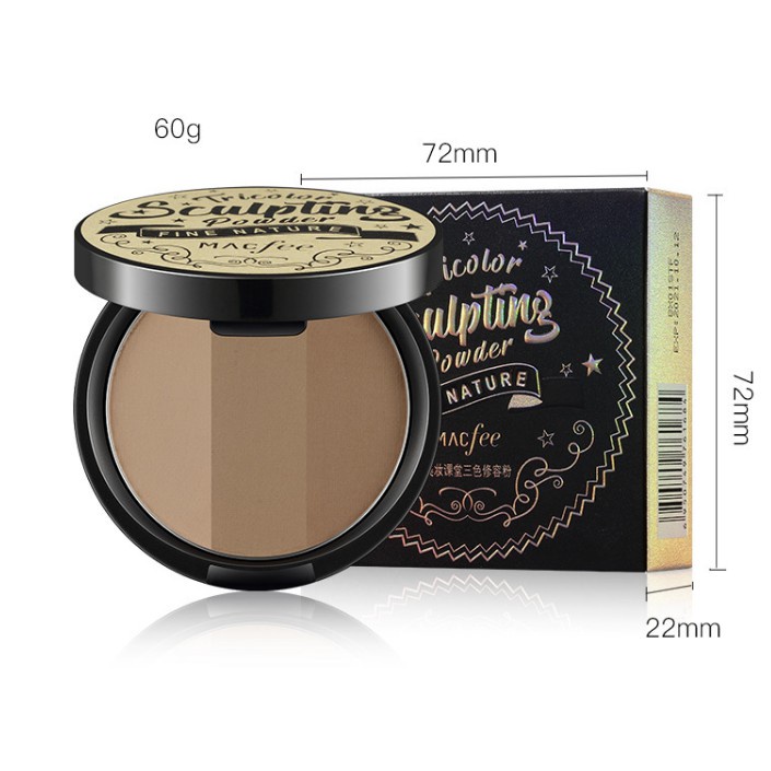 Phấn tạo khối kết bắt sáng 3 màu Macfee Tricolor Sculpting Powder