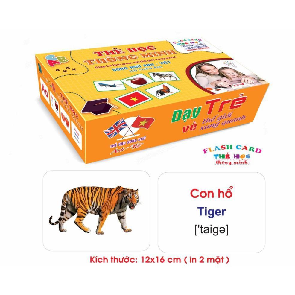 Bộ Thẻ Học Thông Minh 18 Chủ Đề loại to song ngữ tiếng Anh loại chuẩn Glenn Doman Flashcard cho bé từ 0-6 tuổi