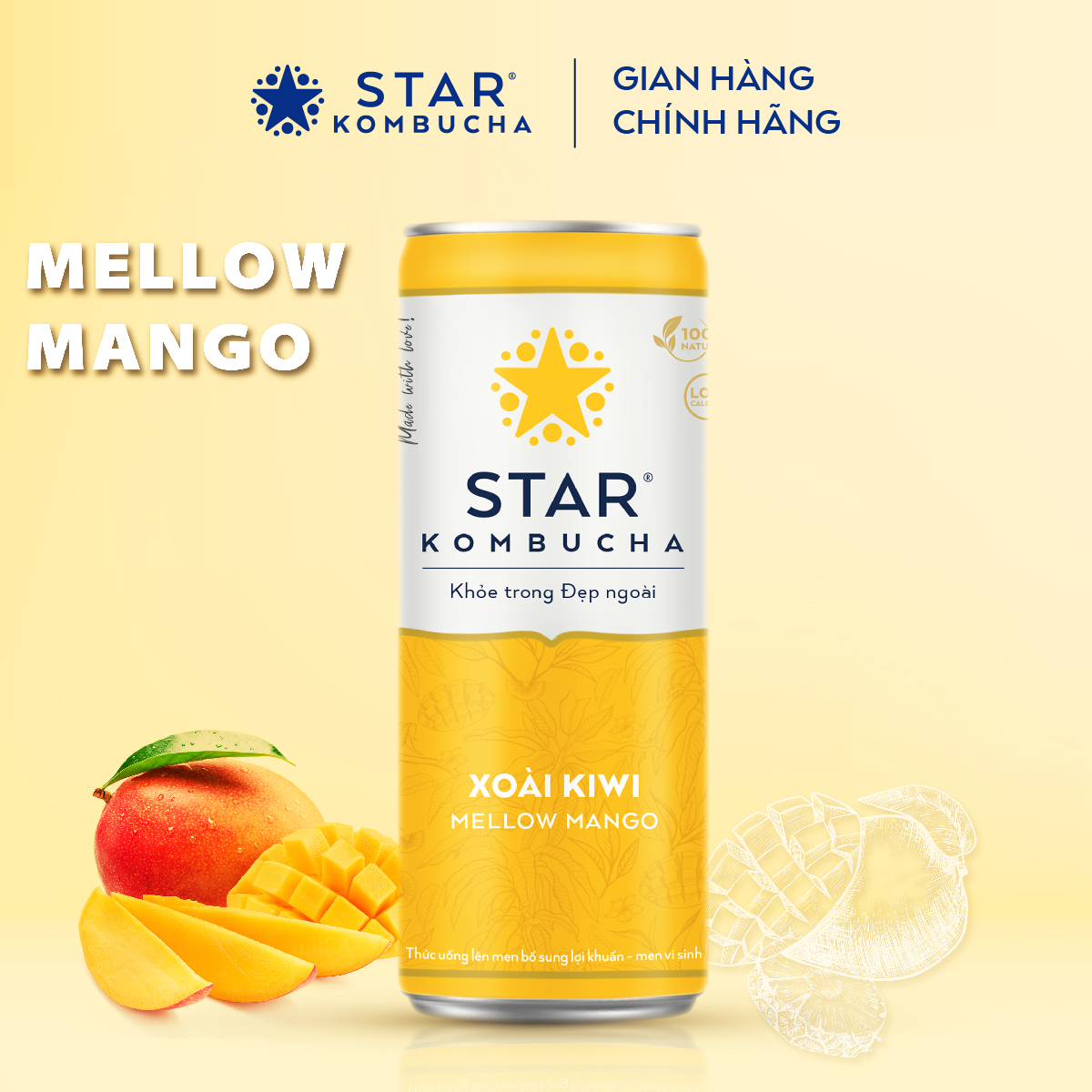 Combo 3 Lốc 4 lon trà STAR KOMBUCHA mix vị (250ml/lon)