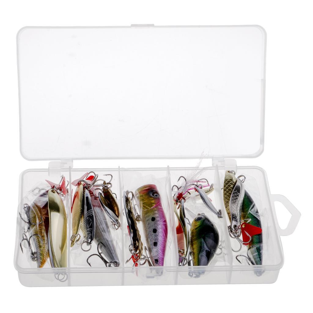 Fishing Lures Kit Mixed Hard Lures Spoon Baits and Accessories
