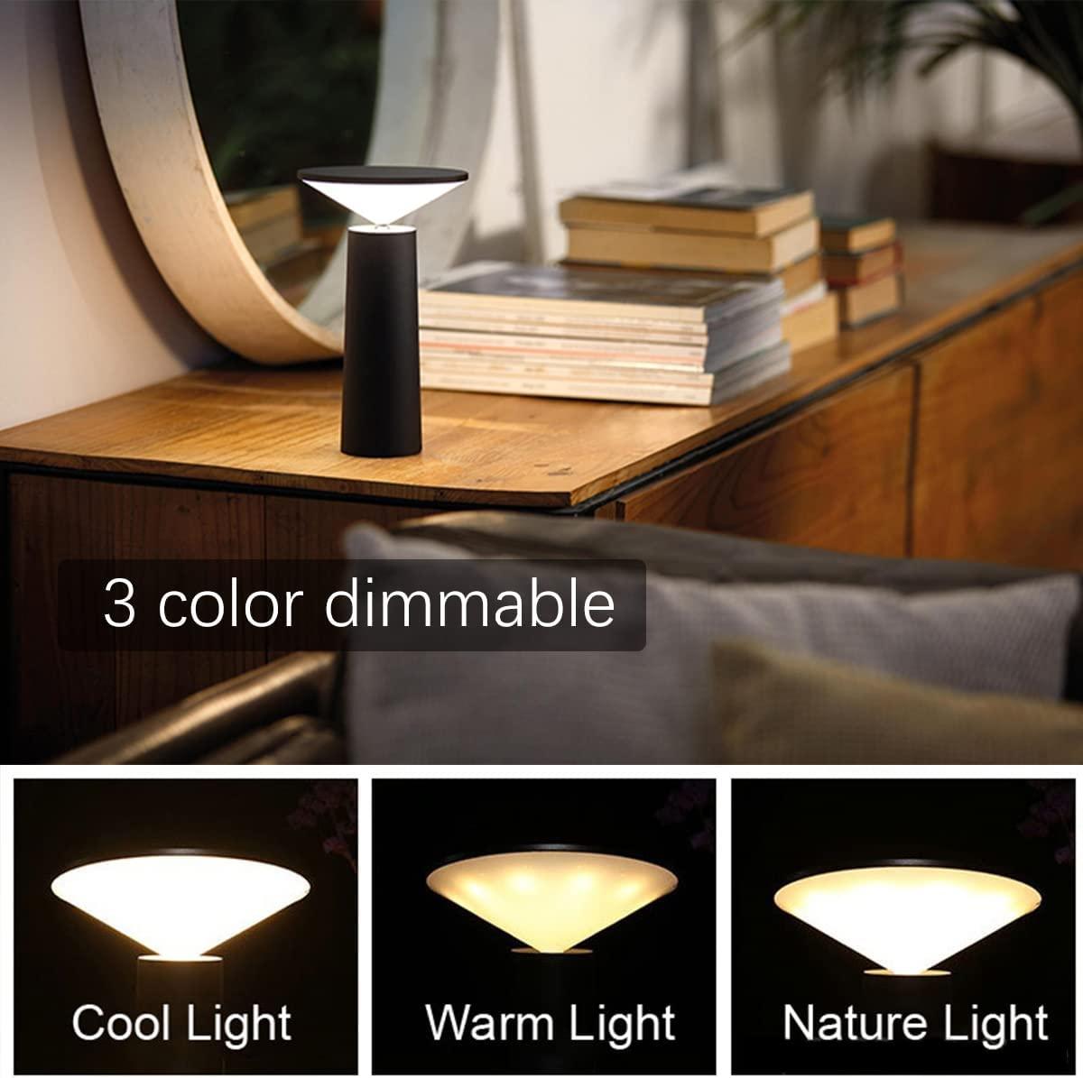 Đèn bàn không dây LED, USB cho sạc bàn, đèn không phải cáp điều chỉnh giường, 3-color, trong-ngoài, nhà hàng, quán bar, IP54, đen