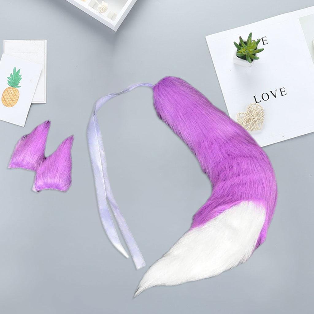 Long Plush  Tail and Ears Anime Cosplay for Halloween Women Accs