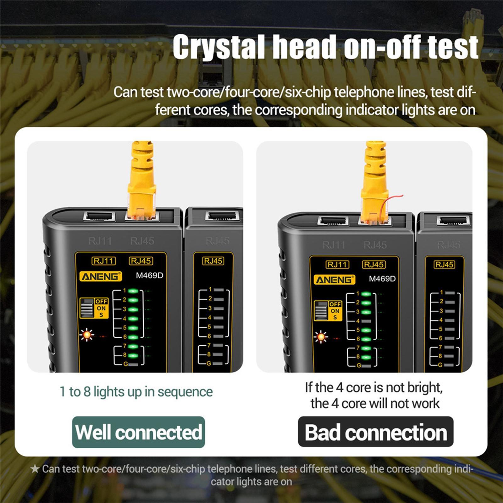 M469D ,Network Cable Tester ,Networking Tool RJ45 RJ11, Separate Design Wire Test Tool for Switch Telephone Line Router Optical Cat