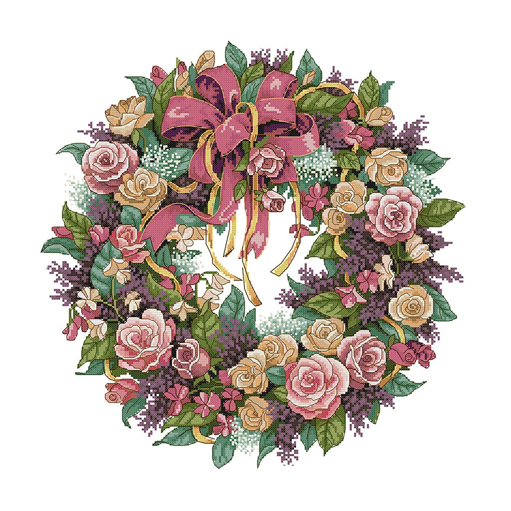 DIY Đóng Dấu Chéo Nữ Thời Trang Bộ Thêu Gói 14 Bá Tước-Beauful Hoa Hồng Vòng Hoa