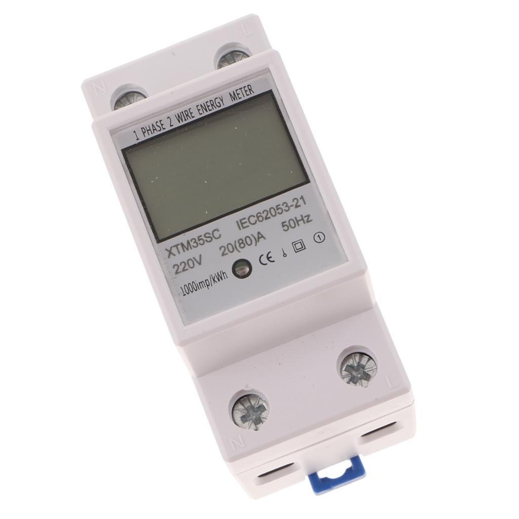 2PCS 220V 20A Single Phase Din Rail KWH Watt Hour Din-rail Energy Meter LCD