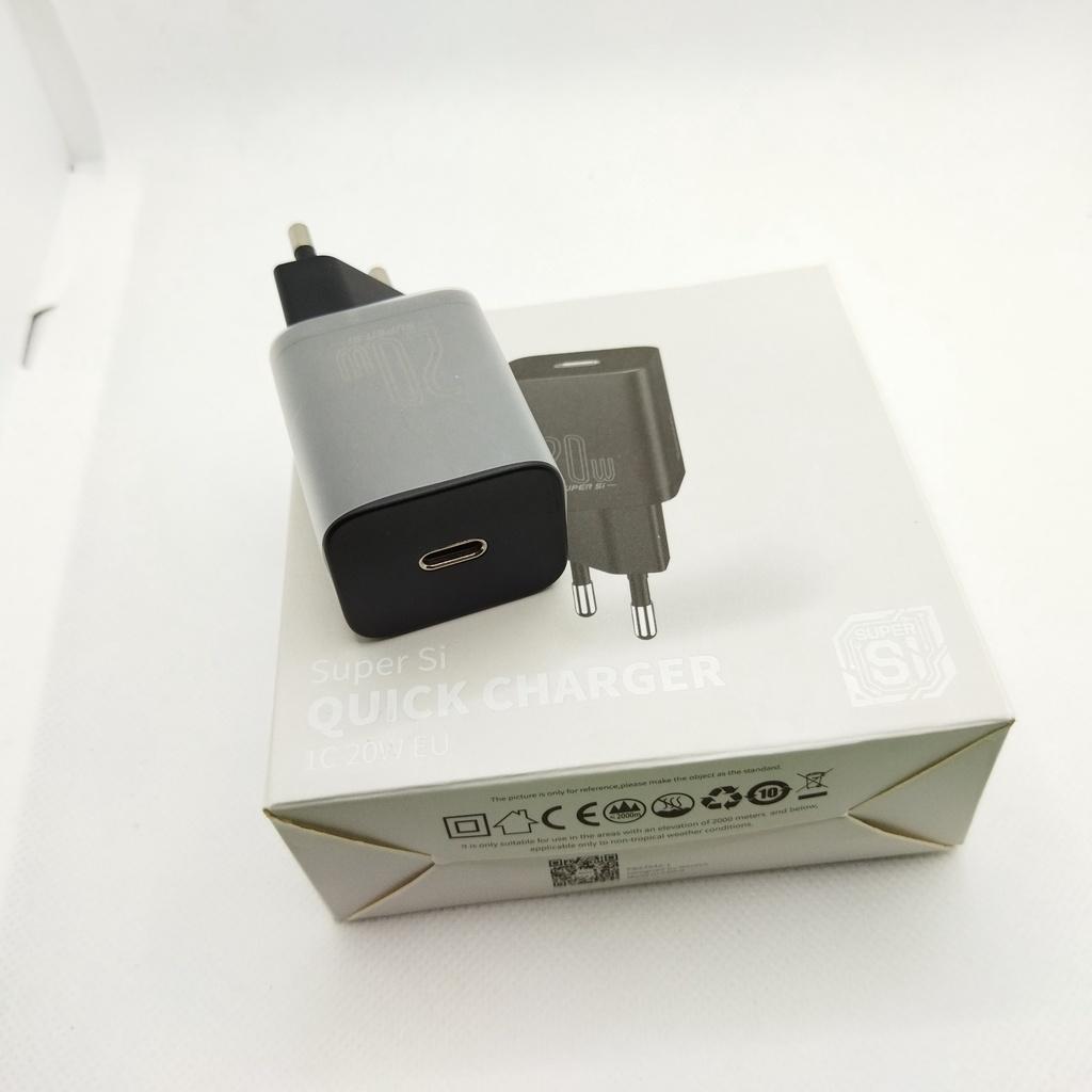 Cốc Sạc Nhanh Super Si 20W USB Type C For iPhone 12 PD Travel Wall Charger Hàng chính hãng