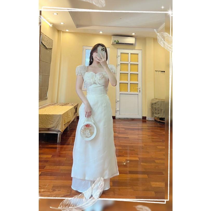 Áo dài cách tân thiết kế  chất tơ Ngần Diệp đơn giản cho các nàng hot 2022