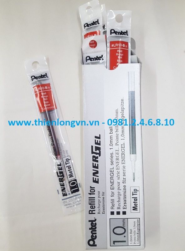 Hộp 12 Ruột bút nước energel Pentel LR10 màu đỏ 1.0 mm