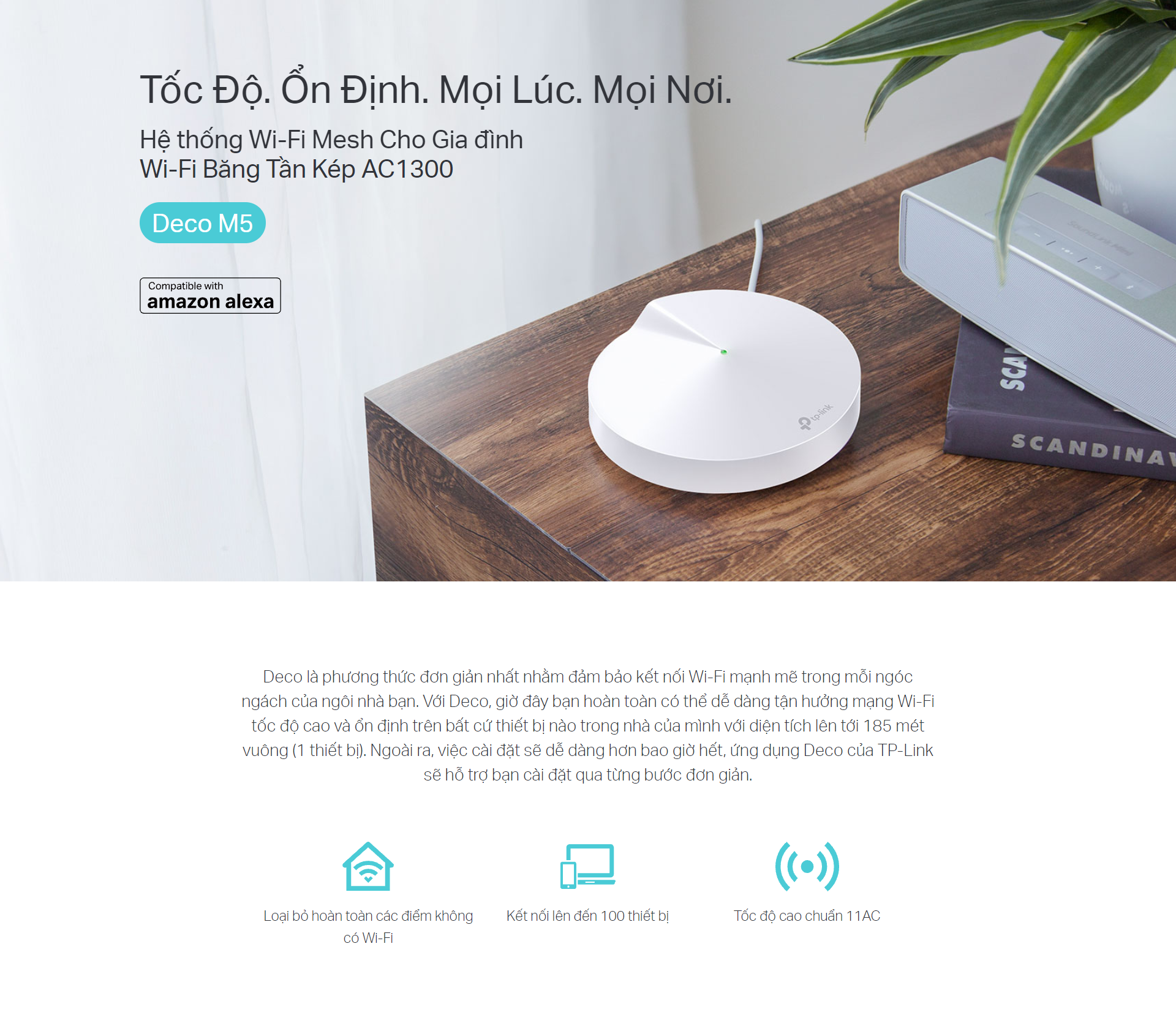 Bộ Phát Wifi Mesh TP-Link Deco M5 AC1300 MU-MIMO - Hàng Chính Hãng