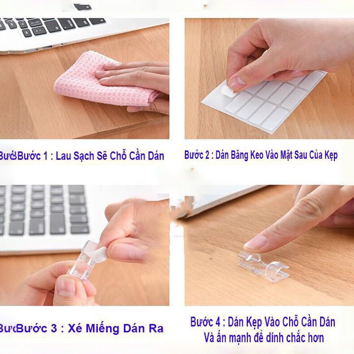 Bộ 20 Miếng Dán Tường Đi Dây Điện - Kẹp Cố Định Nút Giữ Dây Điện