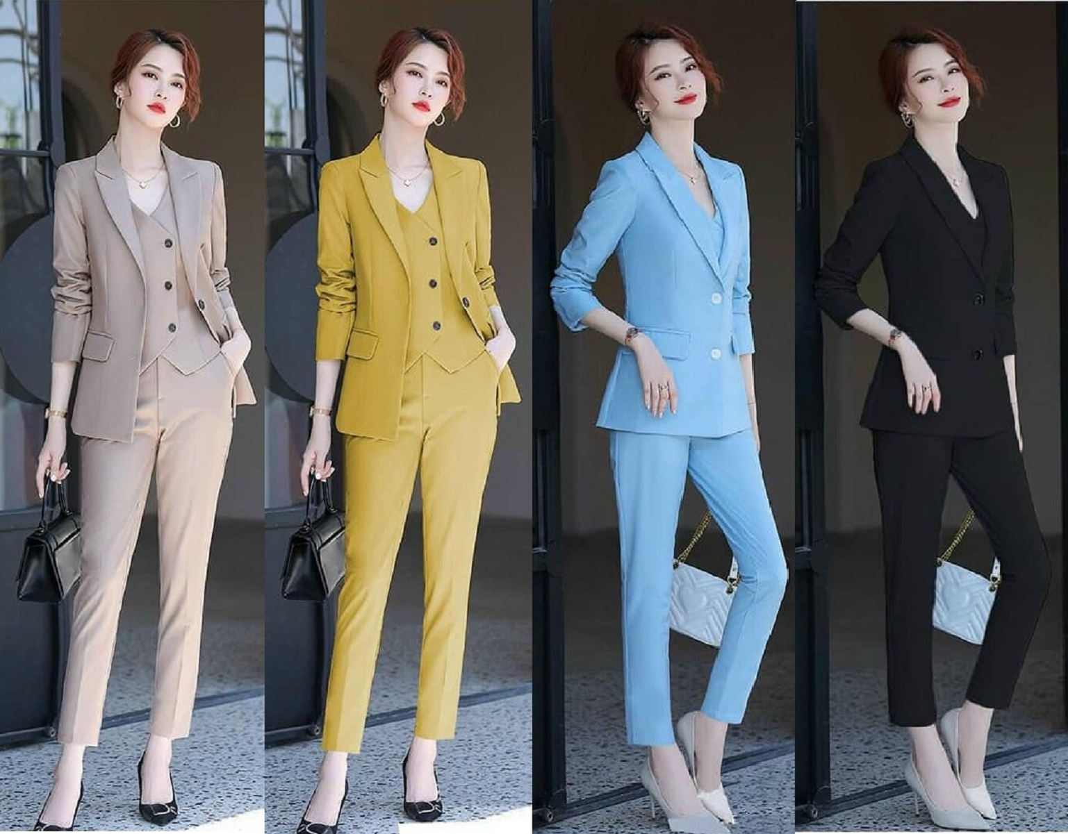 Set bộ vest công sở kèm áo GiLê bên trong