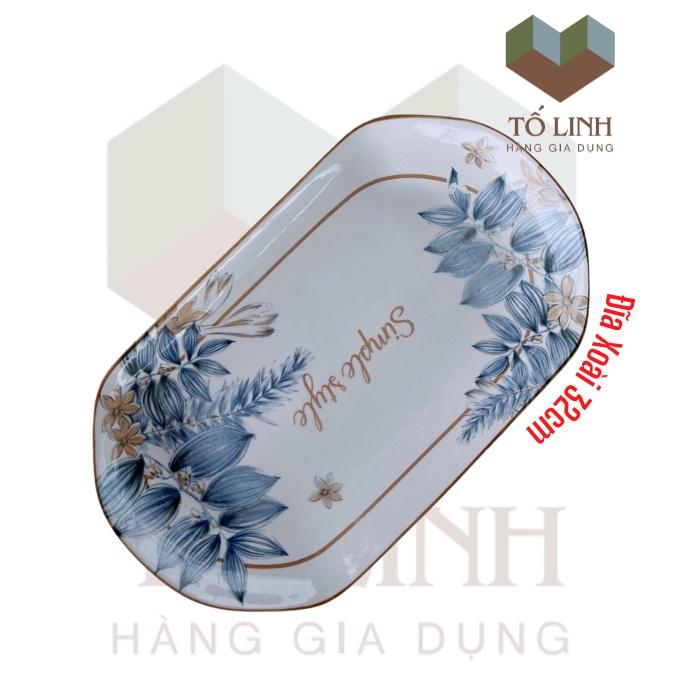Dĩa Hột Xoài Sứ Cao Cấp Style 31.5cm,,Dĩa Xoài 12 Sứ Cao Cấp Style 31.5cm