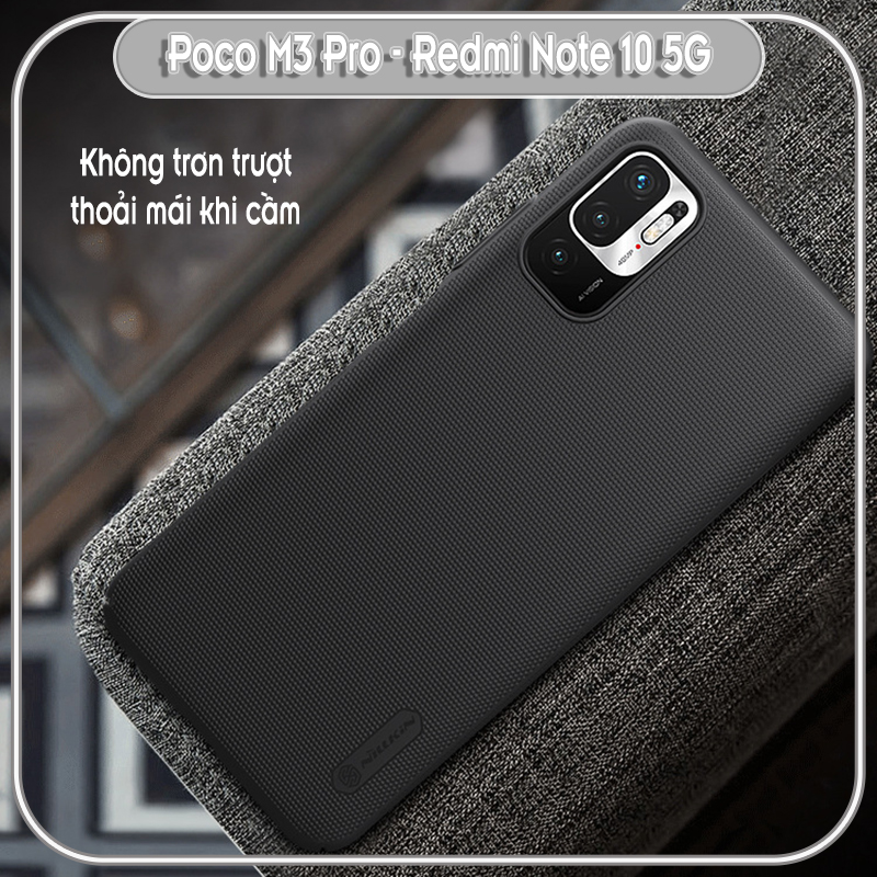 Ốp lưng cho Xiaomi Poco M3 Pro - Redmi Note 10 5G Frosted Shield nhựa PC cứng Nillkin , Vân nhám , chống vân tay - Hàng nhập khẩu
