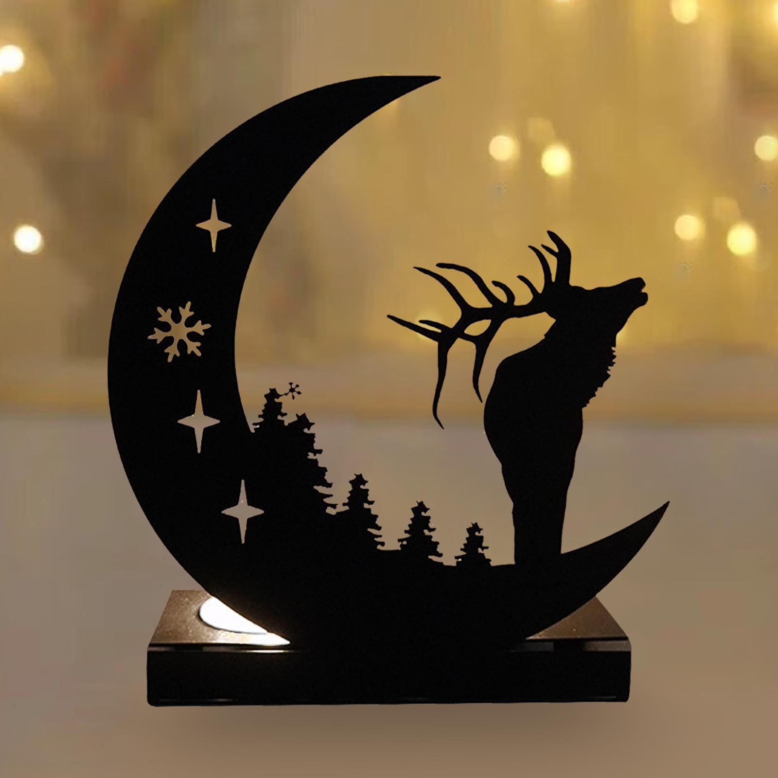 Metal Candle Holder Moon Candle Stand for New Year Living Room Party