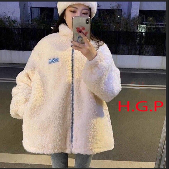 Áo khoác nữ lông PICHI form rộng mặc mùa đông siêu ấm