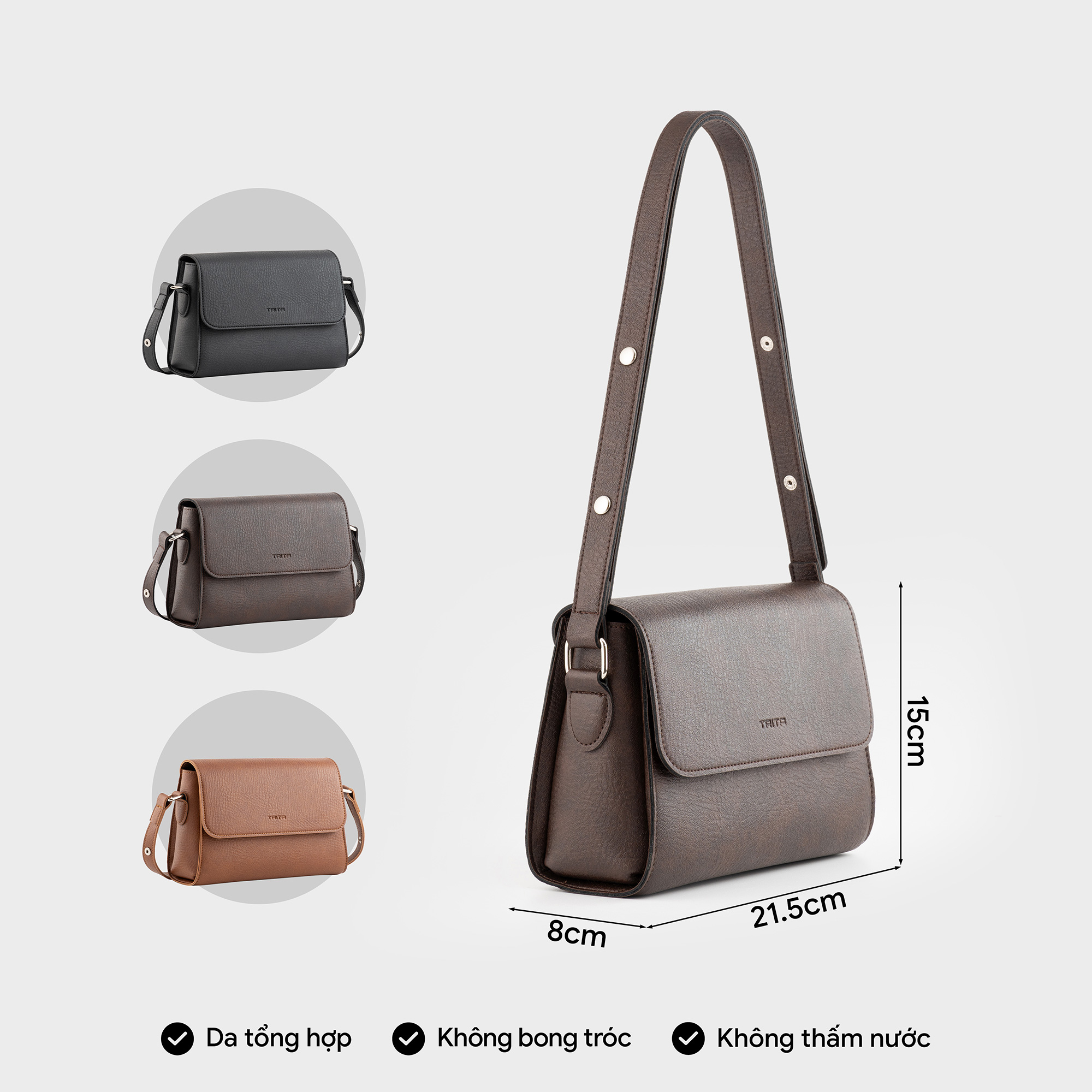 Túi Trita ( Thời trang nữ dáng hộp khóa nam châm basic size 22 - Túi đeo chéo da RHN155 )