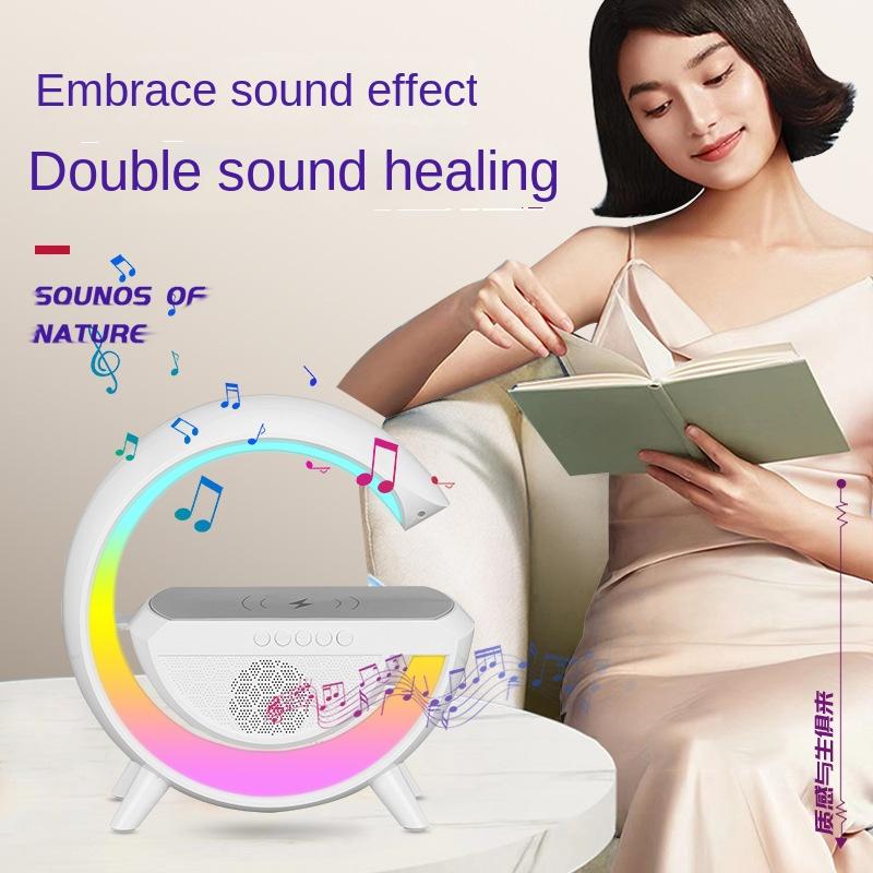 Đèn LED mới RGB Đèn ánh sáng ban đêm Đèn báo thức kỹ thuật số Loa loa không dây Trẻ em ngủ Trang trí phòng ngủ 2023 Color: Black US