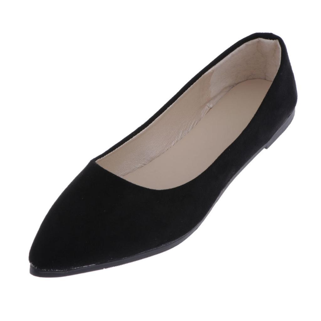 Women Casual Shallow Mouth Shoe Pointed Toe Shoe Working Flat Shoes Red 37