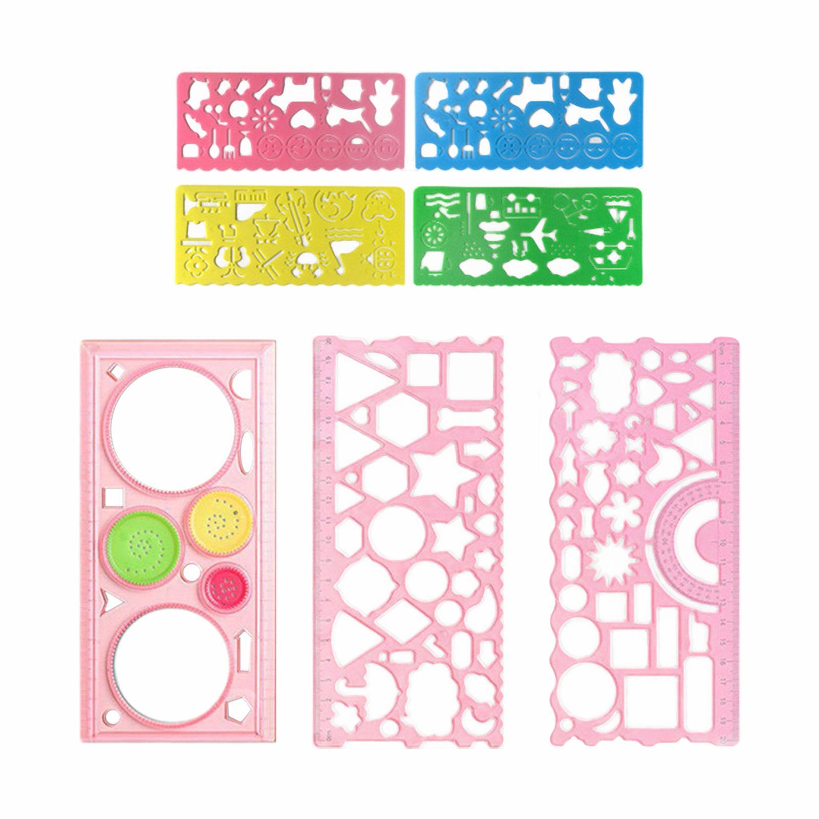 7x Drawing Stencils Set Geometry Rulers for School Office Supplies Designing