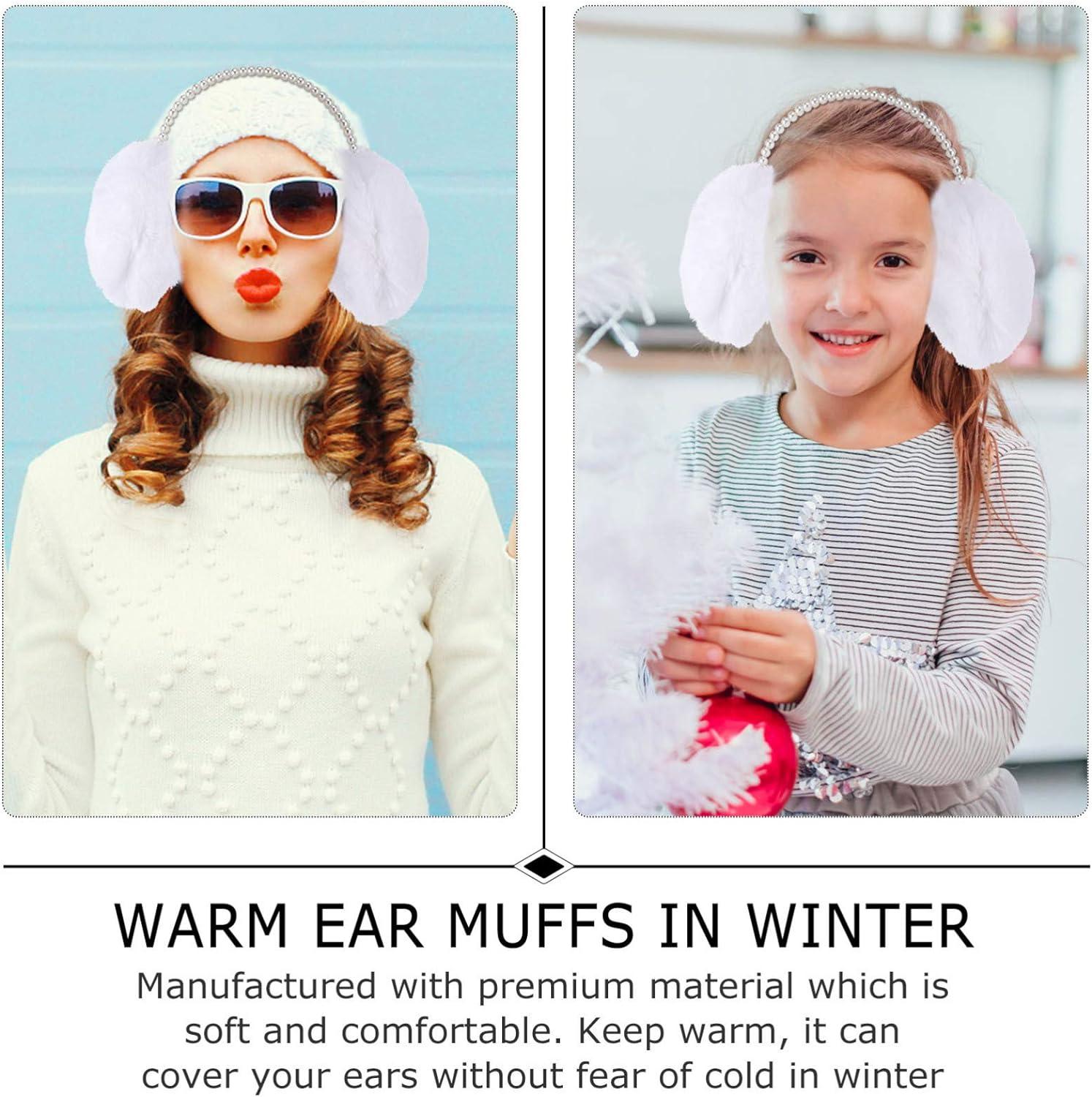 Mùa Đông Tai Giáng Sinh Ngọc Trai Tai Ấm Chăn Đầu Cho Nữ Cô Gái Thể Thao Ngoài Trời Thời Tiết Lạnh Trắng