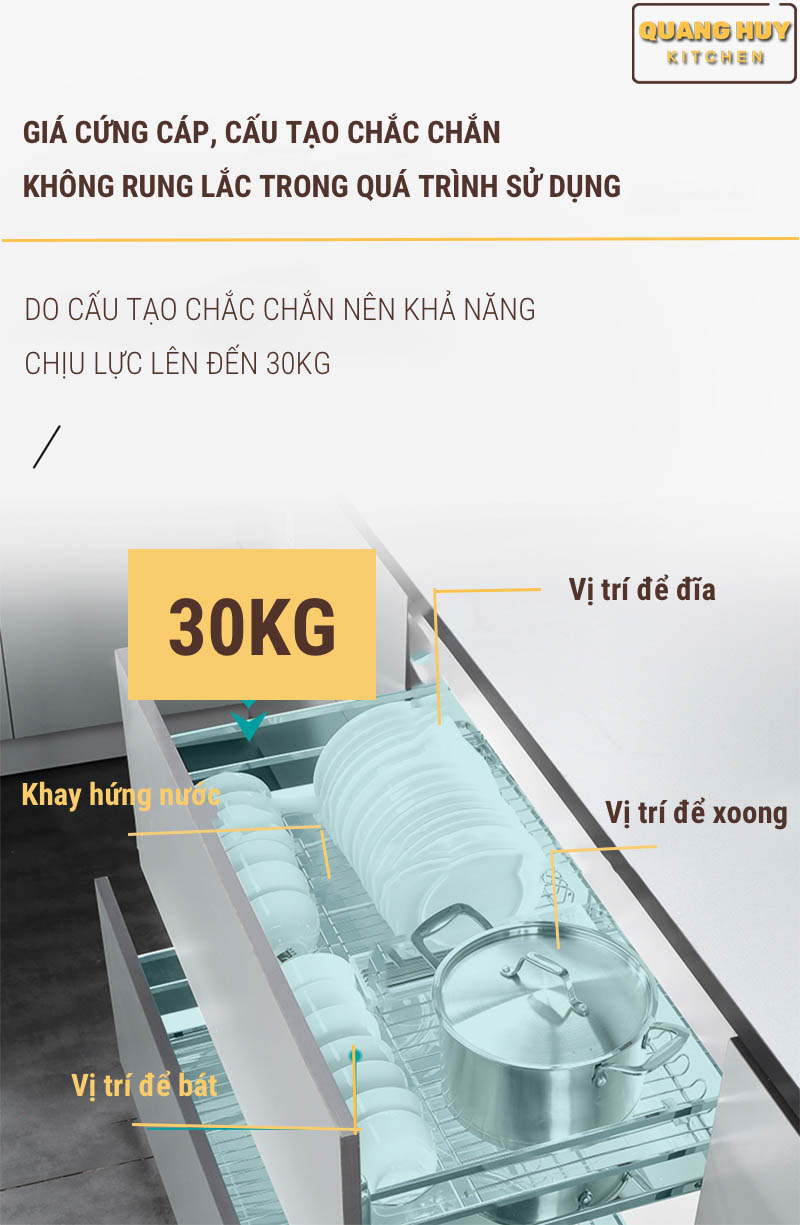 Giá úp bát đa năng nan dẹt inox 304 thương hiệu Grob mã GC304