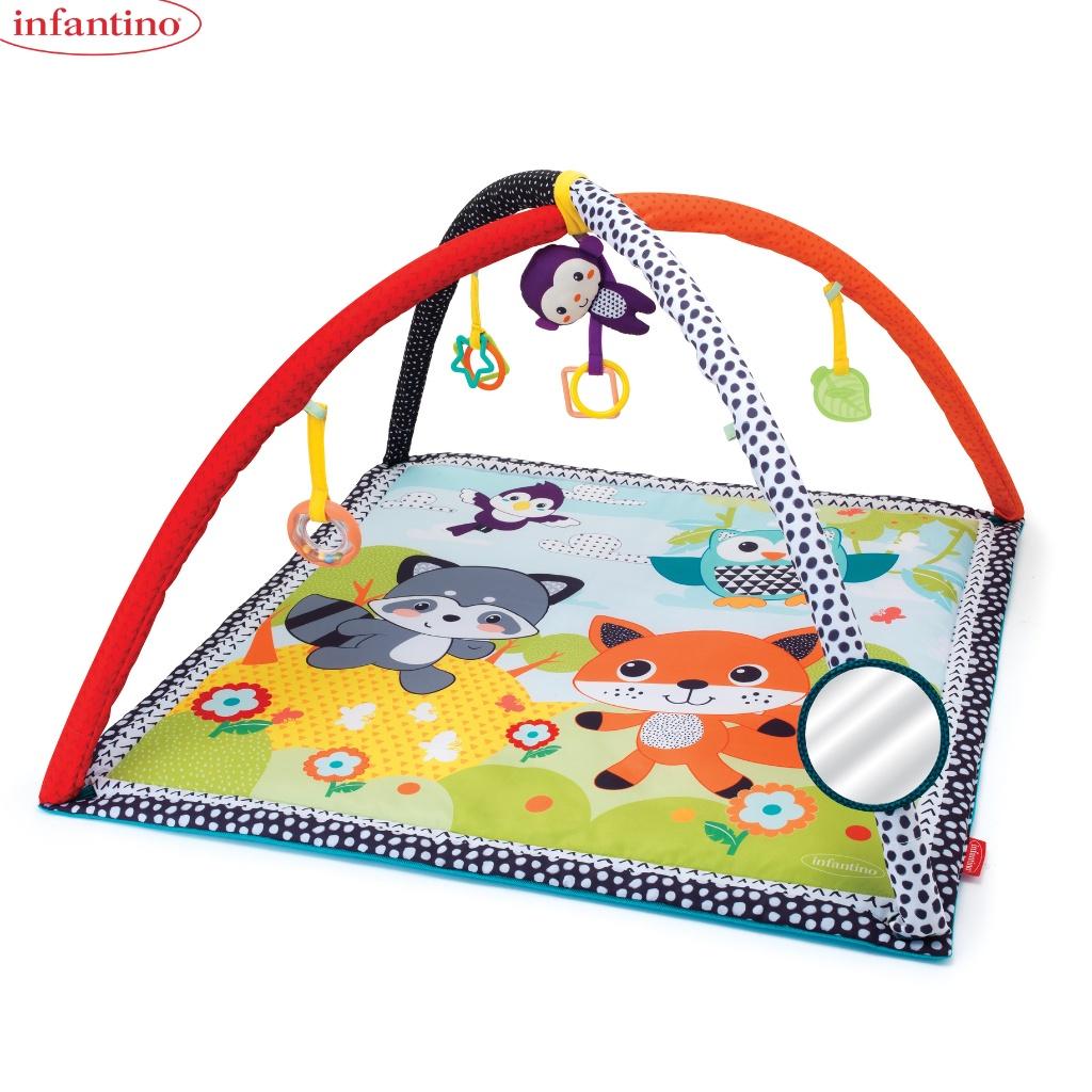 Thảm Chơi Cho Bé Sơ Sinh INFANTINO - Đồ Chơi Safari Gym Vận Động 4 Giác Quan Size To