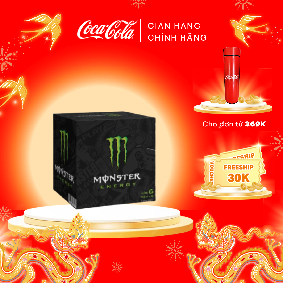 Hộp 6 lon nước tăng lực Monster Energy