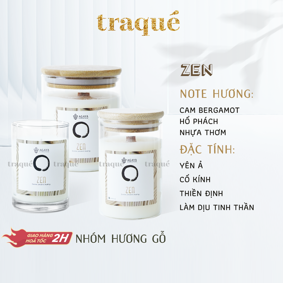 Nến thơm tinh dầu cao cấp không khói an toàn Candle Cup - ZEN/HƯƠNG THIỀN - S - 100G