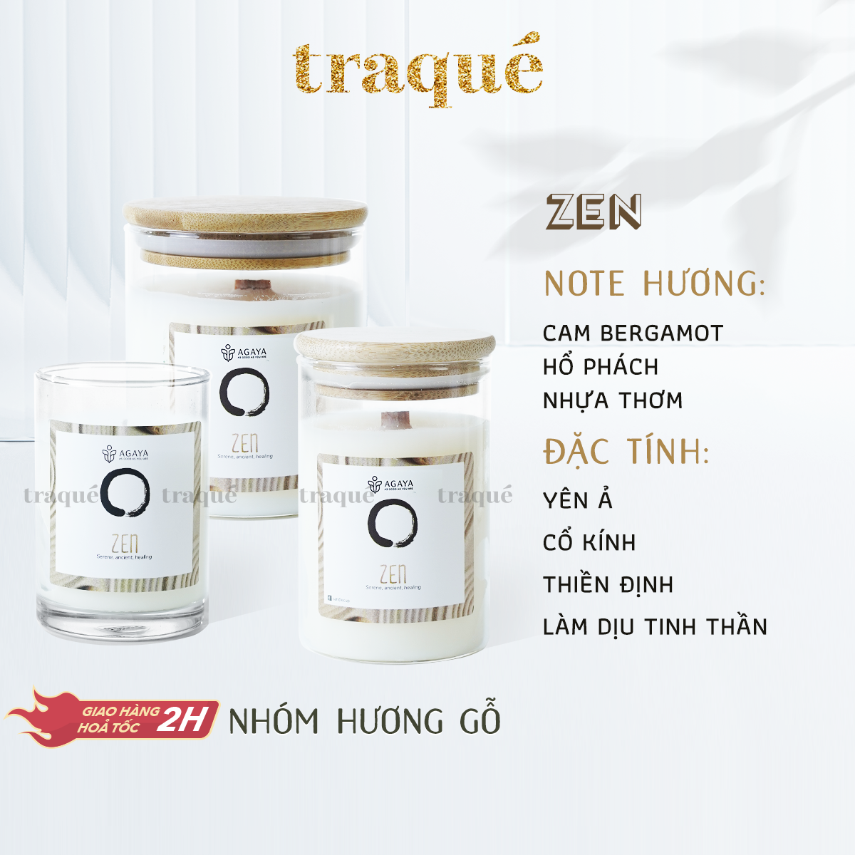 Nến thơm tinh dầu cao cấp không khói an toàn Candle Cup - ZEN/HƯƠNG THIỀN - M - 200G (CÓ NẮP)