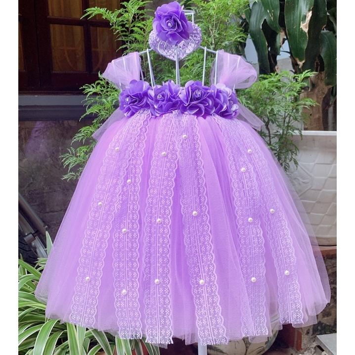 Váy tutu tím hoa có ren